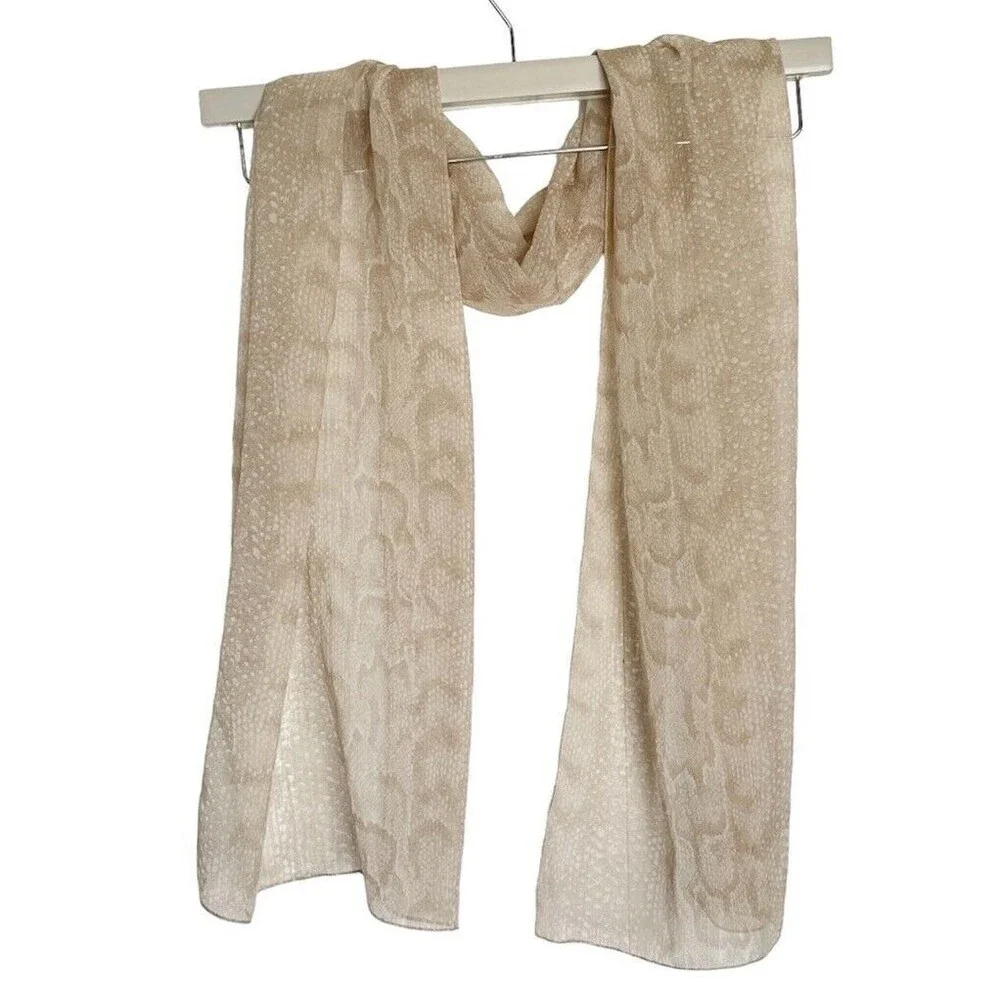 Womens Scarf Beige Animal Print Lace Lightweight